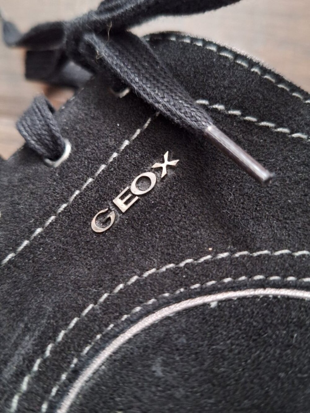 Geox Black Suede Wedge Ankle Boots - Picture 3 of 7